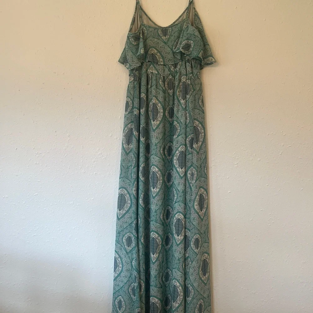 Love21 Teal Paisley Floor Length Maxi Dress- Size XS - Picture 4 of 7